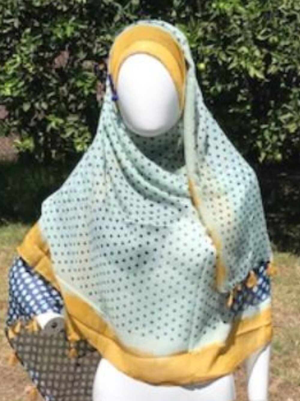 Blue & Yellow Polka Dot Fashion Scarf Beach Sarong Headscarf